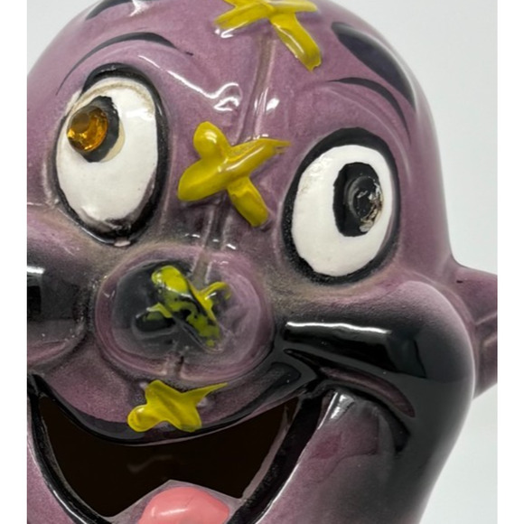 Vtg Kreiss Psycho Ceramics Purple Monster Figurine My Operation Stitches Kitschy - Picture 8 of 8